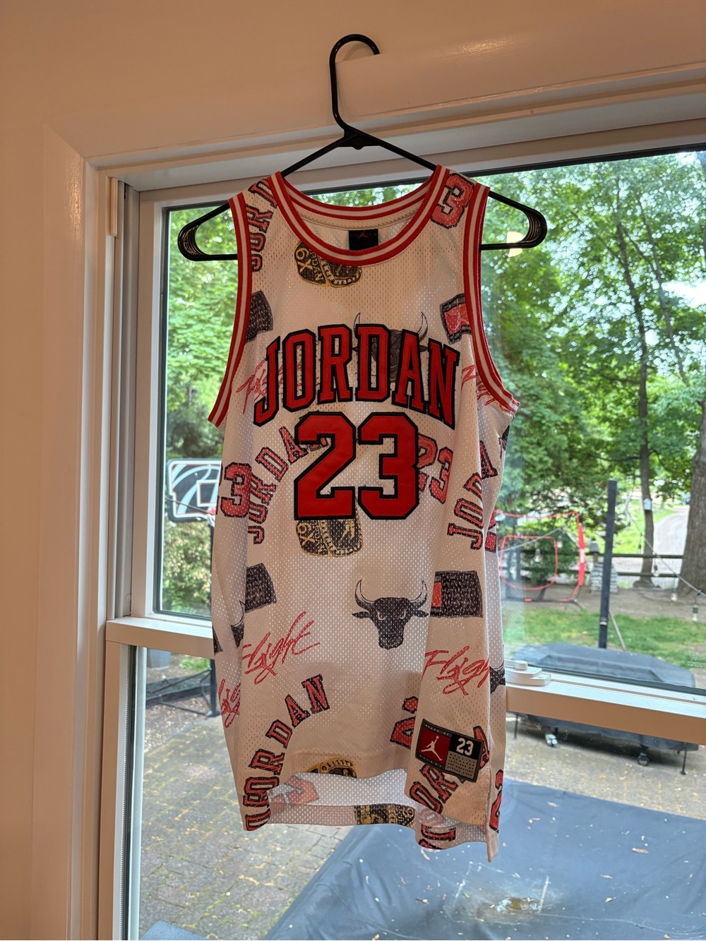 Jordan White and Red 23 Graphic Basketball Jersey